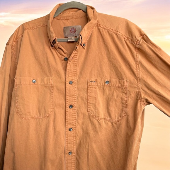 The Territory Ahead Burnt Orange Umber Button-Up Shirt Long Sleeve Mens L - Picture 4 of 11